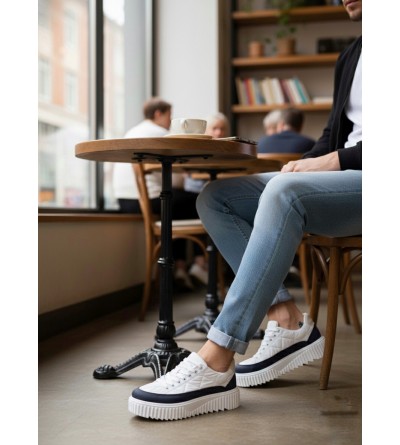 BA0801 BOA Yüksek Taban Beyaz Paraşüt Kumaş Laci Cilt Detaylı Erkek Ayakkabı