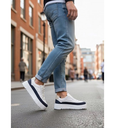 BA0801 BOA Yüksek Taban Beyaz Paraşüt Kumaş Laci Cilt Detaylı Erkek Ayakkabı