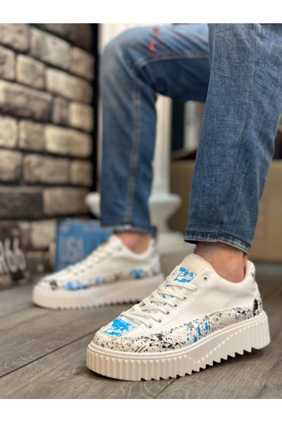 BA0801 BOA Yüksek Taban Mavi Desenli Erkek Spor Ayakkabı BA0801 BOA Yüksek Taban Mavi Desenli Erkek Spor Ayakkabı