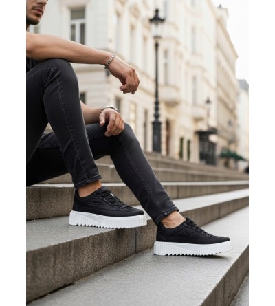 BA0801 BOA Yüksek Taban Siyah Paraşüt Kumaş Cilt Detaylı Erkek Ayakkabı