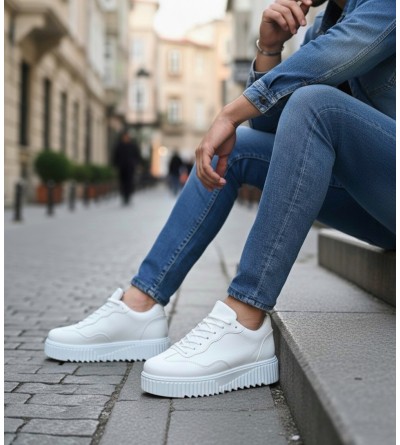 BA0802 BOA Beyaz Yüksek Taban Erkek Günlük Ayakkabı