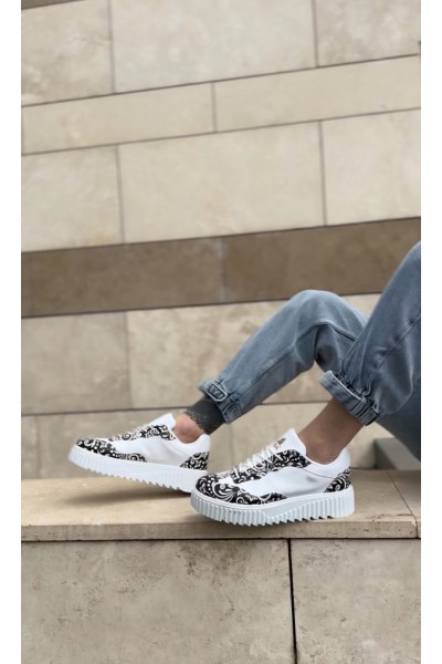BA0802 BOA Gotik Desenli Beyaz Yüksek Taban Erkek Günlük Ayakkabı BA0802 BOA Gotik Desenli Beyaz Yüksek Taban Erkek Günlük Ayakkabı