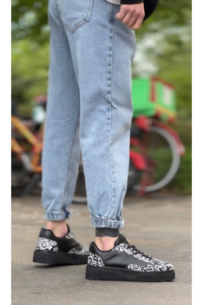 BA0802 BOA Gotik Desenli Siyah Yüksek Taban Erkek Günlük Ayakkabı BA0802 BOA Gotik Desenli Siyah Yüksek Taban Erkek Günlük Ayakkabı