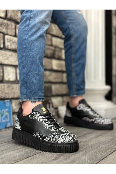 BA0802 BOA Gotik Desenli Siyah Yüksek Taban Erkek Günlük Ayakkabı BA0802 BOA Gotik Desenli Siyah Yüksek Taban Erkek Günlük Ayakkabı