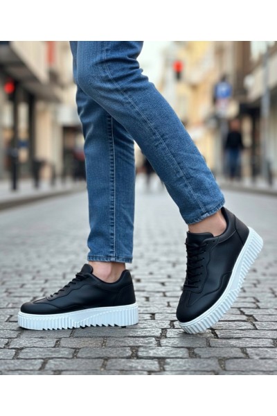 BA0802 BOA Siyah Renk Yüksek Taban Erkek Günlük Ayakkabı BA0802 BOA Siyah Renk Yüksek Taban Erkek Günlük Ayakkabı