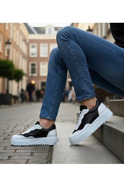 BA0802 BOA Siyah Renk Beyaz Parçalı Yüksek Taban Erkek Günlük Ayakkabı BA0802 BOA Siyah Renk Beyaz Parçalı Yüksek Taban Erkek Günlük Ayakkabı