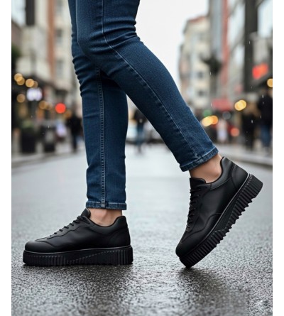 BA0802 BOA Siyah Renk Siyah  Yüksek Taban Erkek Günlük Ayakkabı