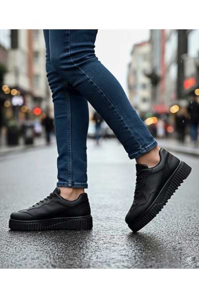 BA0802 BOA Siyah Renk Siyah Yüksek Taban Erkek Günlük Ayakkabı BA0802 BOA Siyah Renk Siyah Yüksek Taban Erkek Günlük Ayakkabı