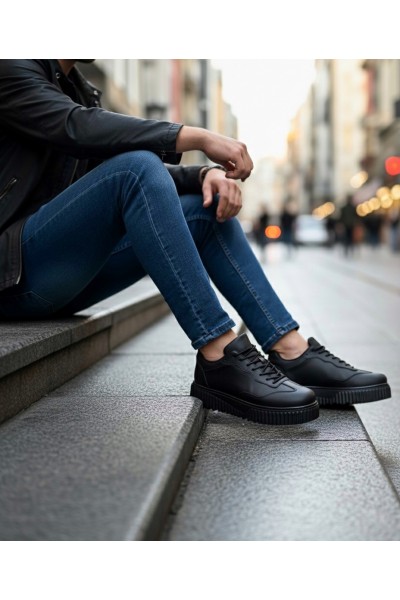 BA0802 BOA Siyah Renk Siyah Yüksek Taban Erkek Günlük Ayakkabı BA0802 BOA Siyah Renk Siyah Yüksek Taban Erkek Günlük Ayakkabı