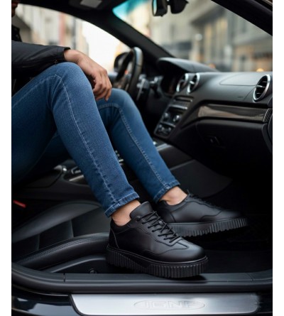 BA0802 BOA Siyah Renk Siyah  Yüksek Taban Erkek Günlük Ayakkabı