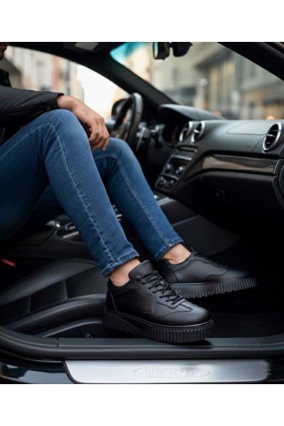 BA0802 BOA Siyah Renk Siyah Yüksek Taban Erkek Günlük Ayakkabı BA0802 BOA Siyah Renk Siyah Yüksek Taban Erkek Günlük Ayakkabı