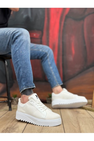 BA0803 BOA Yüksek Taban Triko Beyaz Erkek Ayakkabı BA0803 BOA Yüksek Taban Triko Beyaz Erkek Ayakkabı