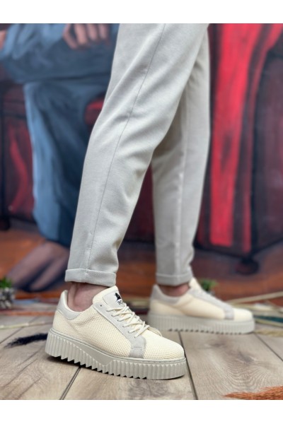 BA0803 BOA Yüksek Taban Triko Krem Erkek Ayakkabı BA0803 BOA Yüksek Taban Triko Krem Erkek Ayakkabı
