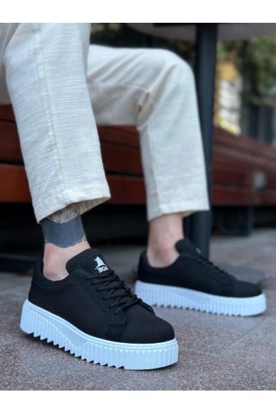 BA0803 BOA Yüksek Taban Triko Siyah Erkek Ayakkabı