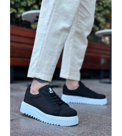 BA0803 BOA Yüksek Taban Triko Siyah Erkek Ayakkabı