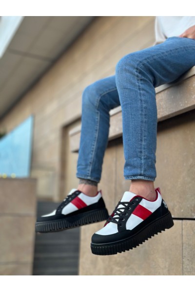 BA0804 BOA Yüksek Siyah Taban Kırmızı Detaylı Bağcıklı Erkek Ayakkabı BA0804 BOA Yüksek Siyah Taban Kırmızı Detaylı Bağcıklı Erkek Ayakkabı