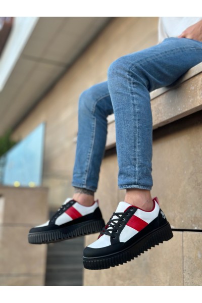 BA0804 BOA Yüksek Siyah Taban Kırmızı Detaylı Bağcıklı Erkek Ayakkabı BA0804 BOA Yüksek Siyah Taban Kırmızı Detaylı Bağcıklı Erkek Ayakkabı