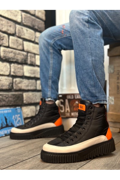 BA0811 BOA Yüksek Siyah Taban Paraşüt Kumaş Turuncu Cilt Detaylı Yarım Bilek Spor Bot BA0811 BOA Yüksek Siyah Taban Paraşüt Kumaş Turuncu Cilt Detaylı Yarım Bilek Spor Bot