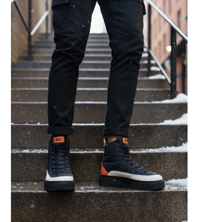 BA0811 BOA Yüksek Siyah Taban Paraşüt Kumaş Turuncu Cilt Detaylı Yarım Bilek Spor Bot 