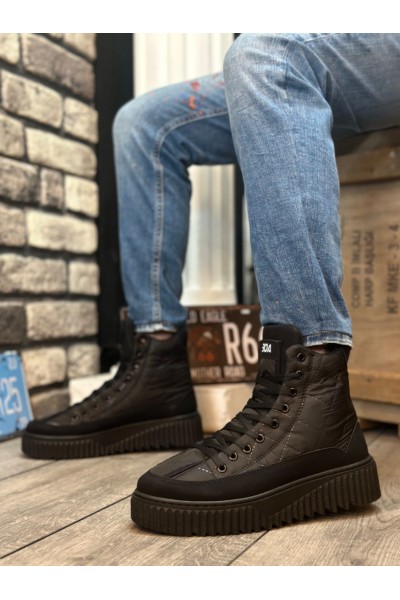 BA0811 BOA Yüksek Siyah Taban Siyah Paraşüt Kumaş Cilt Detaylı Yarım Bilek Spor Bot BA0811 BOA Yüksek Siyah Taban Siyah Paraşüt Kumaş Cilt Detaylı Yarım Bilek Spor Bot