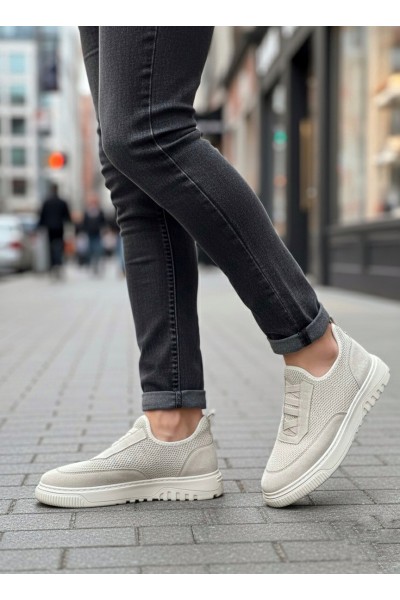 BA0911 Özel Örme Triko Deri Tozu Detaylı Bej Günlük Spor Ayakkabı BA0911 Özel Örme Triko Deri Tozu Detaylı Bej Günlük Spor Ayakkabı