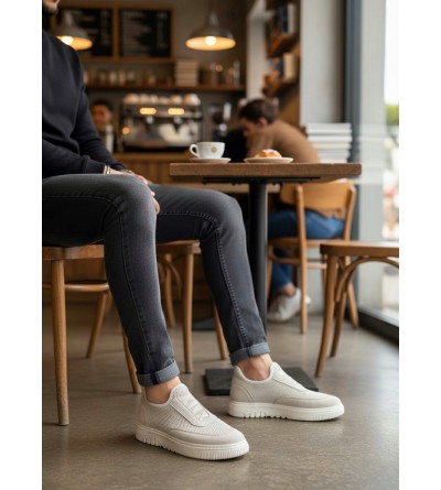 BA0911 Özel Örme Triko Deri Tozu Detaylı Bej Günlük Spor Ayakkabı 