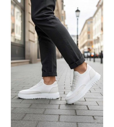 BA0911 Özel Örme Triko Deri Tozu Detaylı Beyaz Günlük Spor Ayakkabı 