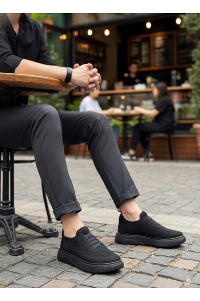 BA0911 Özel Örme Triko Deri Tozu Detaylı Günlük Spor Ayakkabı 