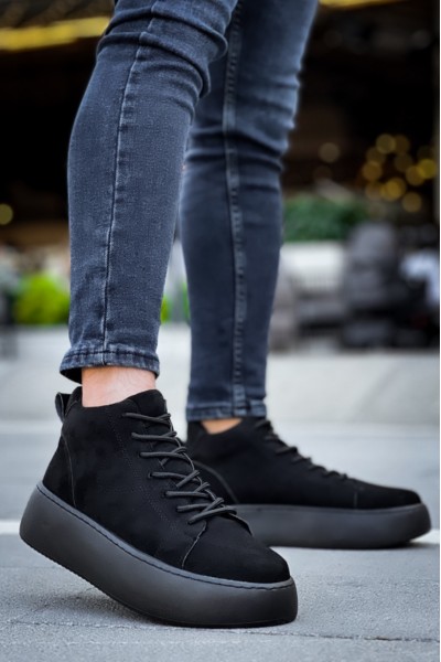 LE10 Bağcıklı Erkek Yüksek Siyah Taban Siyah Süet Spor Bot LE10 Bağcıklı Erkek Yüksek Siyah Taban Siyah Süet Spor Bot