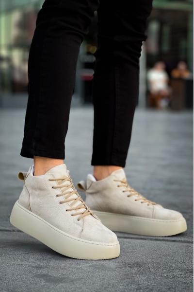 LE10 Bağcıklı Erkek Yüksek Taban İthal Süet Krem Spor Bot LE10 Bağcıklı Erkek Yüksek Taban İthal Süet Krem Spor Bot