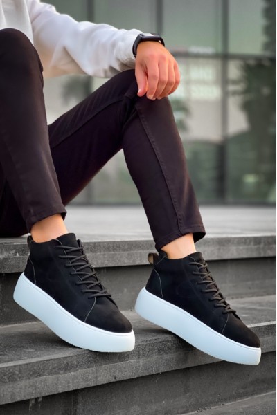 LE10 Bağcıklı Erkek Yüksek Taban İthal Süet Siyah Spor Bot LE10 Bağcıklı Erkek Yüksek Taban İthal Süet Siyah Spor Bot