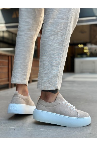 LE11 Bağcıklı Erkek Yüksek Taban İthal Süet Krem Spor Ayakkabı LE11 Bağcıklı Erkek Yüksek Taban İthal Süet Krem Spor Ayakkabı