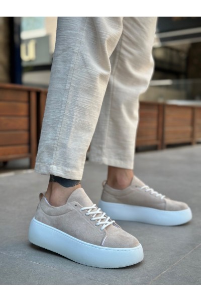 LE11 Bağcıklı Erkek Yüksek Taban İthal Süet Krem Spor Ayakkabı LE11 Bağcıklı Erkek Yüksek Taban İthal Süet Krem Spor Ayakkabı