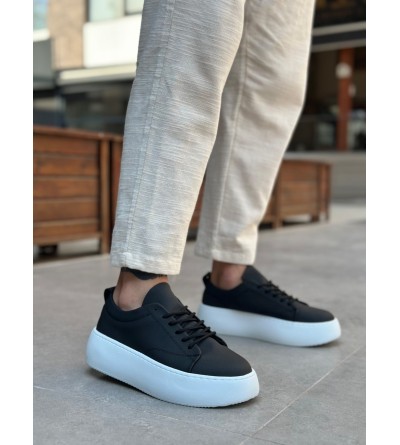 LE11 Bağcıklı Erkek Yüksek Taban Siyah Spor Ayakkabı