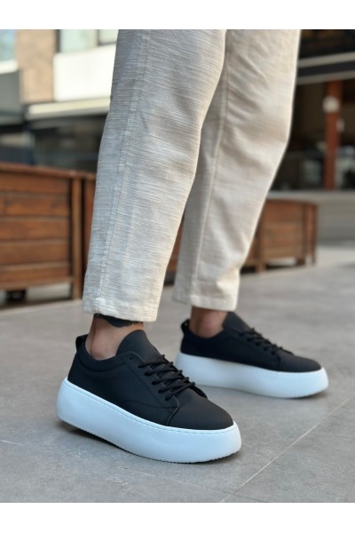 LE11 Bağcıklı Erkek Yüksek Taban Siyah Spor Ayakkabı LE11 Bağcıklı Erkek Yüksek Taban Siyah Spor Ayakkabı