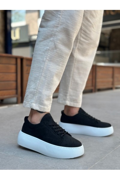 LE11 Bağcıklı Erkek Yüksek Taban Siyah Süet Spor Ayakkabı LE11 Bağcıklı Erkek Yüksek Taban Siyah Süet Spor Ayakkabı