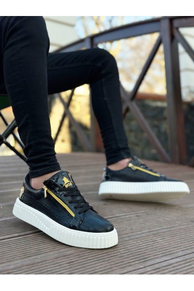 SNR-308 BOA Kalın Yüksek Taban Çift Fermuarlı Siyah Beyaz Erkek Ayakkabı SNR-308 BOA Kalın Yüksek Taban Çift Fermuarlı Siyah Beyaz Erkek Ayakkabı