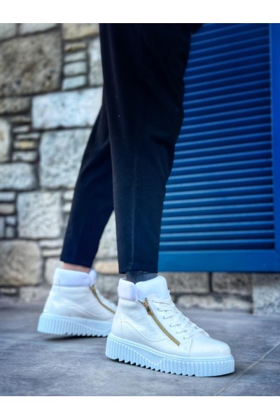 SNR-512 BOA Kalın Yüksek Taban Çift Fermuarlı Beyaz Erkek Spor Bot SNR-512 BOA Kalın Yüksek Taban Çift Fermuarlı Beyaz Erkek Spor Bot