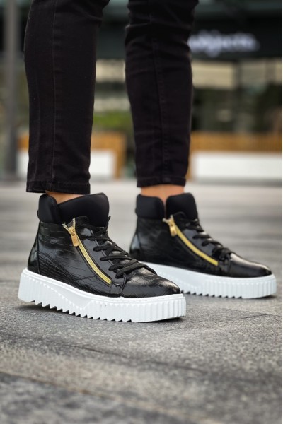 SNR-512 BOA Kalın Yüksek Taban Çift Fermuarlı Siyah Erkek Spor Bot SNR-512 BOA Kalın Yüksek Taban Çift Fermuarlı Siyah Erkek Spor Bot