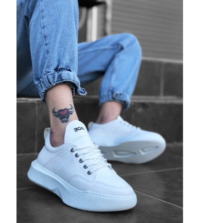 BA0163 Bağcıklı Erkek Yüksek Taban Beyaz Spor Ayakkabı BA0163 Bağcıklı Erkek Yüksek Taban Beyaz Spor Ayakkabı
