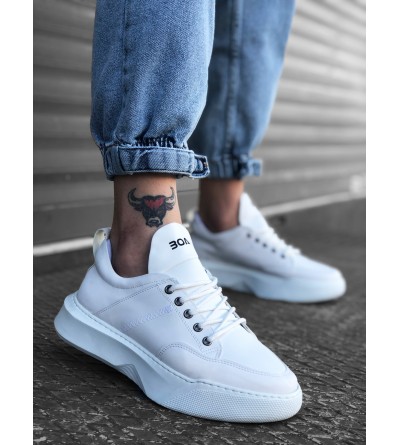 BA0163 Bağcıklı Erkek Yüksek Taban Beyaz Spor Ayakkabı BA0163 Bağcıklı Erkek Yüksek Taban Beyaz Spor Ayakkabı