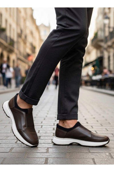 BA0244 İçi Dışı Hakiki Deri Bantlı Rahat Taban Casual Kahverengi Erkek Ayakkabı BA0244 İçi Dışı Hakiki Deri Bantlı Rahat Taban Casual Kahverengi Erkek Ayakkabı