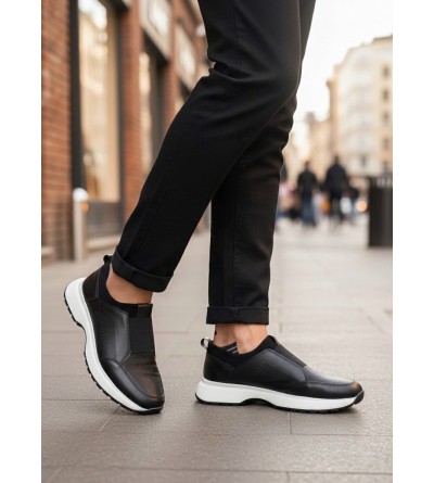 BA0244 İçi Dışı Hakiki Deri Bantlı Rahat Taban Casual Siyah Erkek Ayakkabı BA0244 İçi Dışı Hakiki Deri Bantlı Rahat Taban Casual Siyah Erkek Ayakkabı