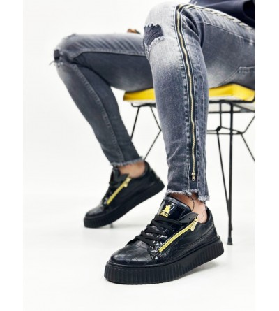 SNR-308 BOA Kalın Yüksek Taban Çift Fermuarlı Siyah Siyah Erkek Ayakkabı SNR-308 BOA Kalın Yüksek Taban Çift Fermuarlı Siyah Siyah Erkek Ayakkabı