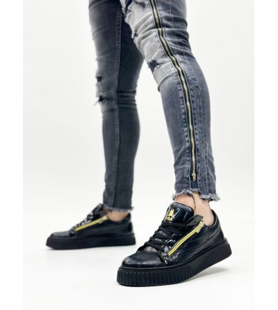 SNR-308 BOA Kalın Yüksek Taban Çift Fermuarlı Siyah Siyah Erkek Ayakkabı SNR-308 BOA Kalın Yüksek Taban Çift Fermuarlı Siyah Siyah Erkek Ayakkabı