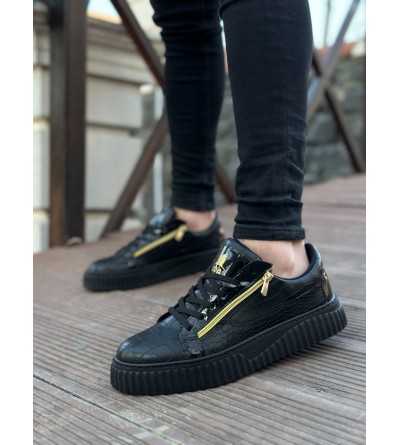 SNR-308 BOA Kalın Yüksek Taban Çift Fermuarlı Siyah Siyah Erkek Ayakkabı SNR-308 BOA Kalın Yüksek Taban Çift Fermuarlı Siyah Siyah Erkek Ayakkabı