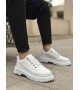 BA0245 Beyaz Akıllı Lastik Bağcık Yüksek Siyah Taban Günlük Erkek Ayakkabı