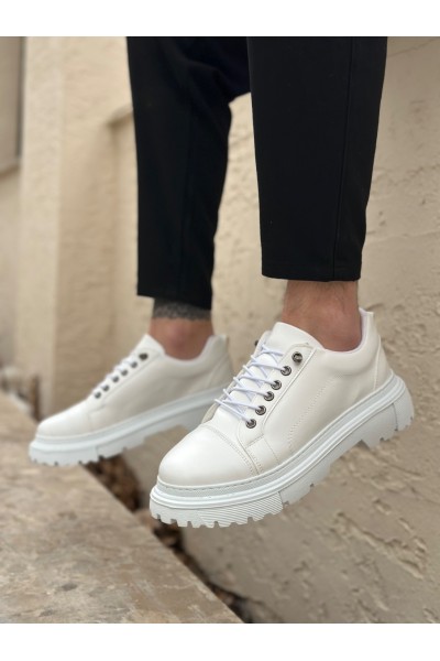 BA0245 Beyaz Akıllı Lastik Bağcık Yüksek Siyah Taban Günlük Erkek Ayakkabı BA0245 Beyaz Akıllı Lastik Bağcık Yüksek Siyah Taban Günlük Erkek Ayakkabı