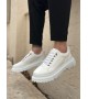 BA0245 Beyaz Akıllı Lastik Bağcık Yüksek Siyah Taban Günlük Erkek Ayakkabı