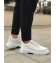 BA0245 Beyaz Akıllı Lastik Bağcık Yüksek Siyah Taban Günlük Erkek Ayakkabı